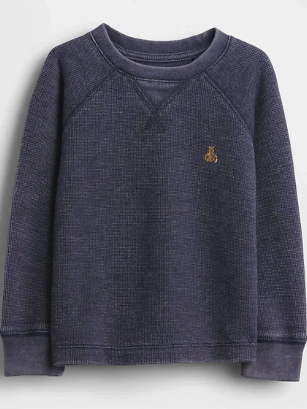 GAP Navy Waffle Crewneck with Gold Logo